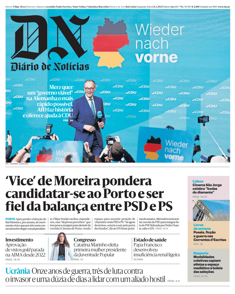 Prima-pagina-Diario de Noticias-edizione-di-oggi-20250224